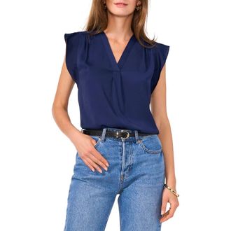 Vince Camuto Ruffle Sleeve Satin Top in Classic Navy at Nordstrom Rack, Size Large