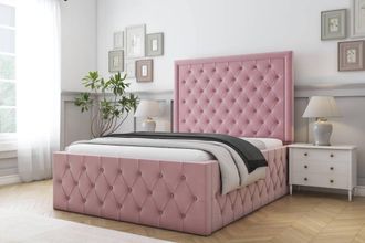 Comfort Beds Winchester Plush Bed Frame With Mattress-50 Upholstered in Pink | Size: Single