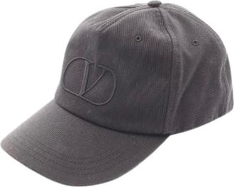 Valentino Pre-owned Accessories, female, Black, Size: ONE SIZE Pre-owned V Logo Cotton Cap