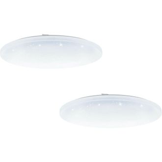 Loops 2 PACK Flush Ceiling Light White Shade White Plastic With Crystal Effect LED 36W