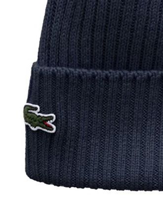Lacoste RB0001 Ribbed Wool Beanie - Navy