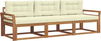 vidaXL Conjunto De Sof&aacute;s De Exterior 3 Uds. Natural Y Crema Vidaxl