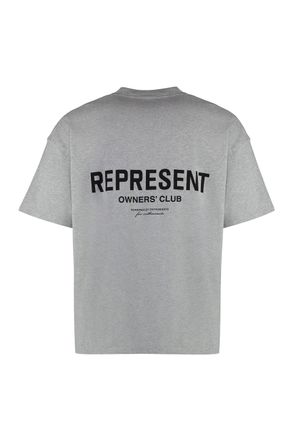 Represent Mens Grey Cotton Crew-Neck T-Shirt T-Shirts And Polos
