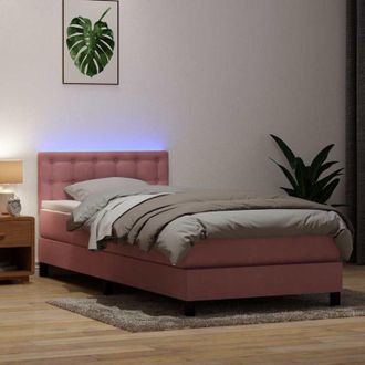 vidaXL Cama Box Spring Con Colch&oacute;n Terciopelo Rosa 90x210 Cm Vidaxl