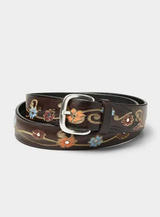 Alberto Luti Mens Colourful embossed flower belt