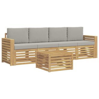 vidaXL Set Di Divani Da Esterno 5 Pz 4-posti Bianco E Grigio Chiaro Vidaxl