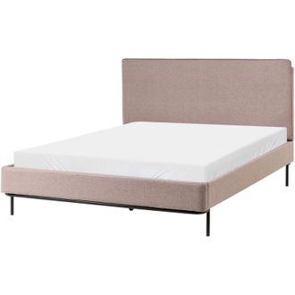 Beliani Letto matrimoniale in Tessuto moderno tortora con testiera e rete 140 x 200 cm Corio