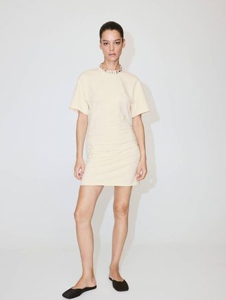Mango Vestito cotone increspature laterali vaniglia - Donna - XXS - MANGO