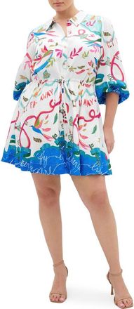 City Chic Tahlia Allover Print Minidress in Free Spirit at Nordstrom, Size Xxxs