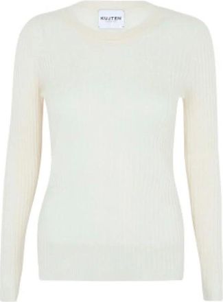 Kujten Jersey de punto de canal&eacute; con cuello redondo - Knitwear - Mujer - Blanco - M