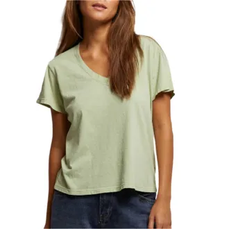 perfectwhitetee Boxy V Neck Tee In Pistachio