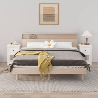 vidaXL Vidaxl - Mesitas De Noche 2 Uds Madera Maciza Pino Blanco 40x35x61,5 Cm
