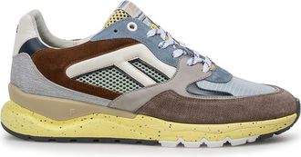 Floris Van Bommel Su&egrave;de sneaker Van Bommel blauw met beige en wit print