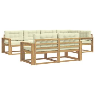 vidaXL Conjunto De Sof&aacute;s De Exterior 6 Pcs Blanco Y Crema Poli&eacute;ster Vidaxl
