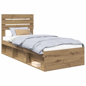 vidaXL Struttura Del Letto Con Testiera Rovere Artigianale 75 X 190 Cm Vidaxl