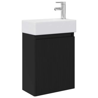 vidaXL M&oacute;dulo De Ba&ntilde;o Con Grifer&iacute;a Negro 45,5 X 22,5 X 84 Cm Vidaxl