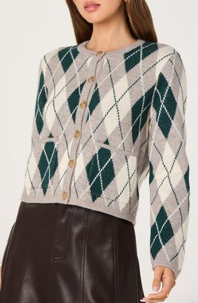 ASTR the Label Argyle Cardigan in Grey Green at Nordstrom, Size X-Small