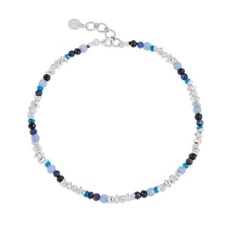 Dower & Hall Mens Gemstones Jagged Silver Nugget Anklet