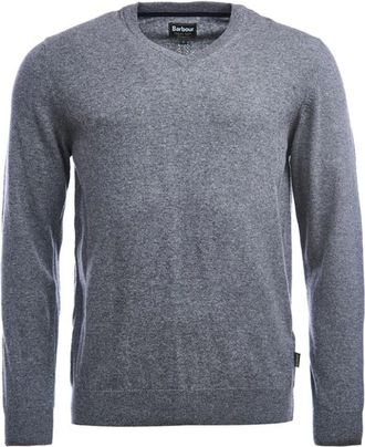 Barbour Harrow V-neck Sweater - Heren - Ronde hals truien - Grijs - XL - Wol - Truien & Vesten