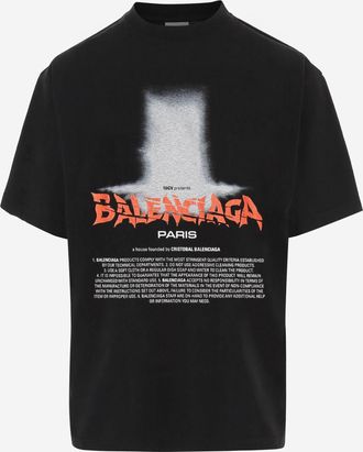 Balenciaga Womens T-Shirt The Door Oversized Cotton Black T-Shirts & Jerseys
