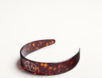 Valentino Garavani Cerchietto Vlogo Signature In Resina, Metallo E Cristalli Donna TARTARUGA/ORO/CRYSTAL UNI