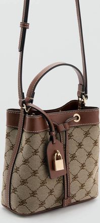 Mango Borsa secchiello logo jacquard marrone medio - Donna - Taglia unica - MANGO