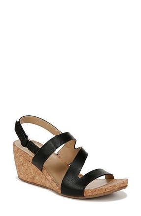 Naturalizer Adria Strappy Wedge Sandal in Black Faux Leather at Nordstrom Rack, Size 6.5