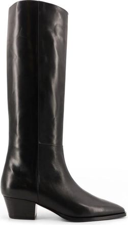 Aeyde Zwarte Leren Puntige Neus Laarzen - Dames - Cowboylaarzen - Zwart - 38 EU - Leer - Schoenen