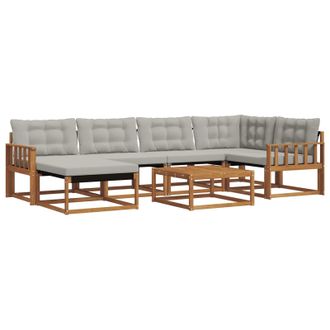 vidaXL Conjunto De Sof&aacute;s De Exterior 7 Pcs Gris Natural Y Claro Vidaxl