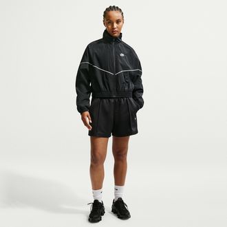 Nike Womens Nike Sportswear Mid-Rise Poly-Knit Track Shorts in Black | IF0647-010