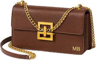 Generic Personalised MAISIE Gold Buckle Chain Shoulder Bag (Chocolate Brown)