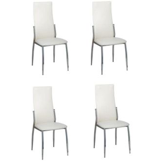 vidaXL Vidaxl - Sillas de comedor 4 unidades cuero sintético blanco