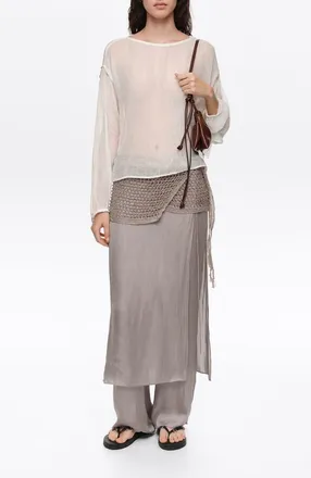 Bimba & Lola Fluid ankle length skort in Silver at Nordstrom, Size 40