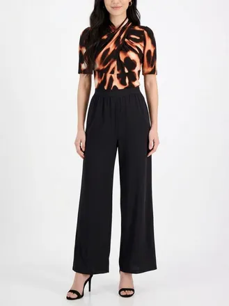 Rachel Roy Joan Crossover Front Jumpsuit in Leopard Smoke at Nordstrom, Size X-Large