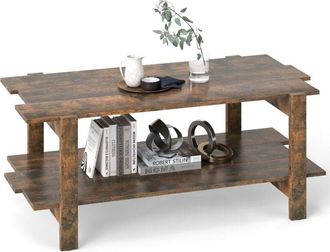Costway Tavolino da Caff&egrave; a 2 Ripiani, Tavolino Rettangolare da Salotto in Legno con Mensola di Stoccaggio, Ideale per Ufficio e Soggiorno, 115 x 59