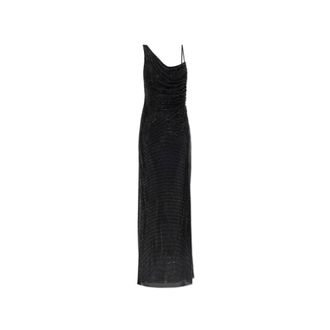 Self Portrait Rhinestone Draped Gown - Dames - Jurken - Zwart - Maat: S Leer