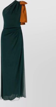 Saint Laurent silk one-shoulder draped maxi dress