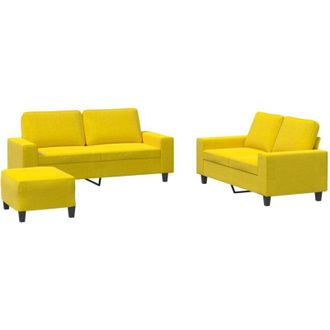 vidaXL Vidaxl - Juego De Sof&aacute;s 3 Piezas Tela Amarillo Claro