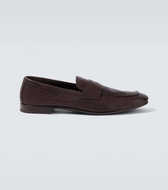 Prada Logo leather penny loafers