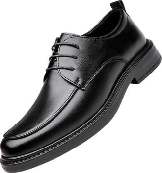 Generic Mens Lace Up Dress Shoes Slip Resistant Breathable Oxfords Business Formal Work Wedding Shoes Fashionable Leather Footwear(Black,10.5)