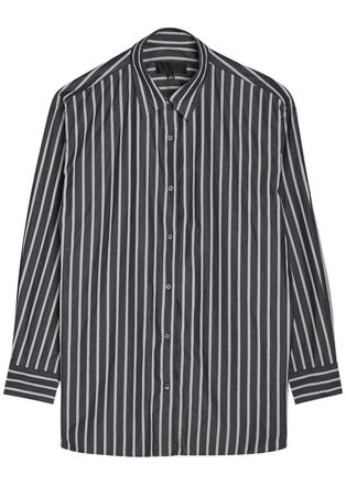 Nili Lotan Yorke Striped Cotton-poplin Shirt - Grey - S (UK8-10 / S)