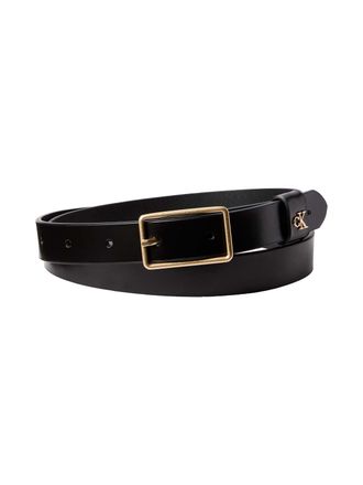Calvin Klein Lederg&uuml;rtel CALVIN KLEIN SQUARE BUCKLE CK LOOP 25MM, Damen, Gr. 11,5, schwarz (schwarz, antique light gold), Rindsleder, unifarben, G&uuml;rtel Lederg&uuml;rtel