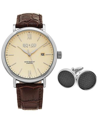 SO & CO So & Co Mens Madison Watch & Cuff Links