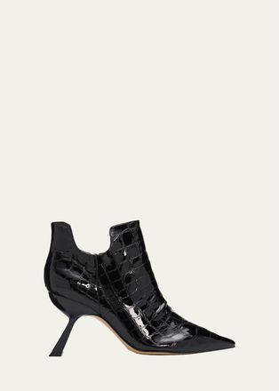 Alexandre Birman 85mm Meredith Croc-Embossed Leather Booties