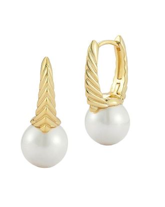 Chloe and Madison Chloe And Madison 14K Over Silver 10Mm Pearl Earrings