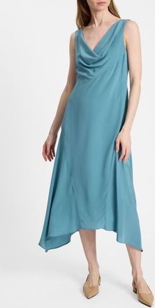 Santorelli Pina Cowl Neck Midi Silk Dress in Sea Mist at Nordstrom, Size 4