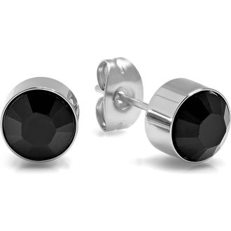 Steeltime 18K Gold Plated April Simulated Birthstone Stud Earrings in Black at Nordstrom Rack