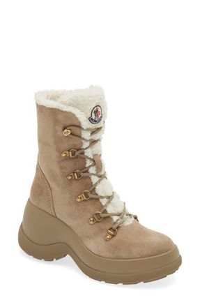 Moncler Resile Trek Faux Shearling Trim Bootie in Coriander at Nordstrom, Size 39