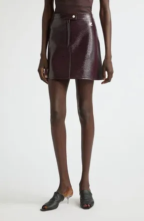 Courr&egrave;ges Re-Edition Vinyl Miniskirt in Burnt Red at Nordstrom, Size 40