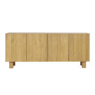 Miliboo Aparador De 4 Puertas Roble Macizo Claro 180 Cm Goshi